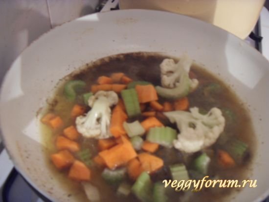 Макароны с овощами
