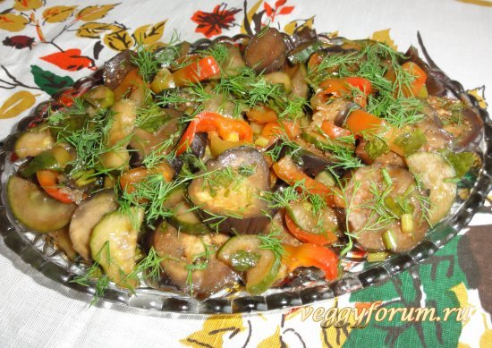 Баклажаны, маринованные с овощами