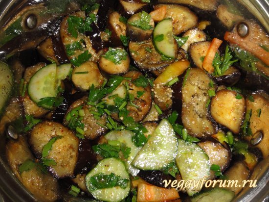Баклажаны, маринованные с овощами